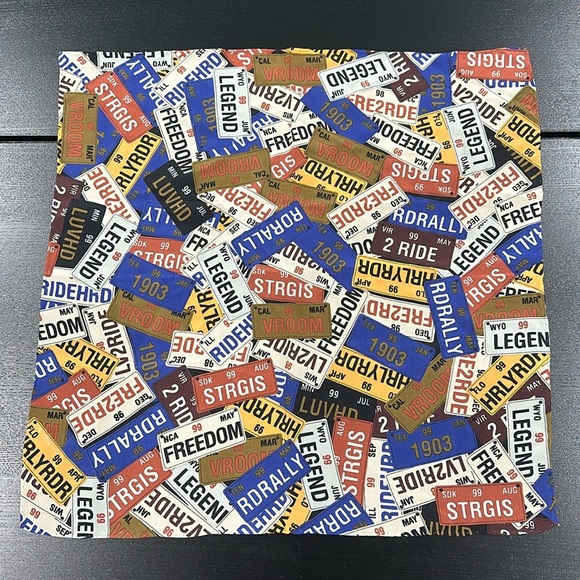 Harley-Davidson Silk Square License Plate Print Scarf Bandana - Picture 2 of 3